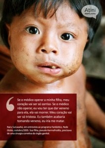 imagem de propaganda de ONG que atua no combate ao infanticídio indígena