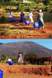 mães africanas "rolando" água...