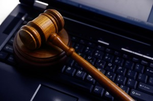 judges court gavel on a laptop computer